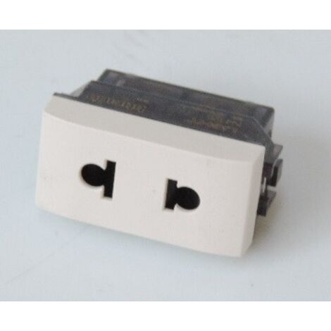Prise standard euro US 2P+T Livinglight 127/250 V Blanc 1 module BTICINO N4125 (1/2)