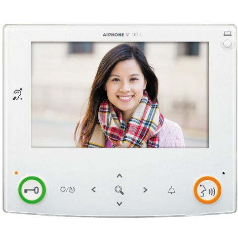 Aiphone – Moniteur couleur mains libres 7 pouces – GT1C7L – Vision grand angle 170° – Zoom 9 zones – Boucle magnétique incluse