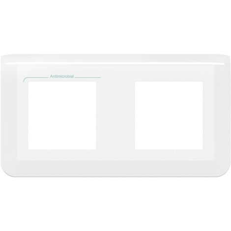enjoliveur - 2 x 2 modules - horizontal - blanc - antimicrobien - legrand mosaic 078725l