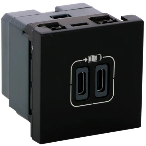 MOSAIC CHARGEUR 2 MOD 2 USB C+C 3A 15W NOIR MAT LEGRAND 079190L