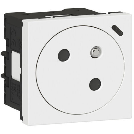 Prise 2P+T Surface à voyant Mosaic Link raccordement latéral 2 modules blanc LEGRAND 077125L