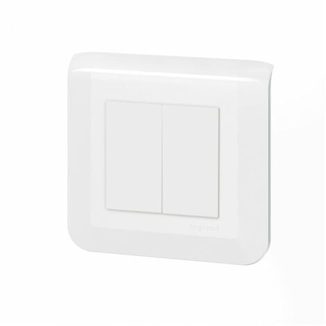 Legrand - Double interrupteur ou va-et-vient dooxie 10AX 250V~ livré avec  plaque carrée blanche