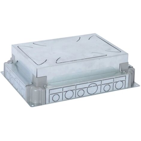 Legrand – Boîte d'encastrement chape béton auto-ajustable 8/12 modules – Fixation rapide sans outil – Acier galvanisé – Étanchéité au coulage – 88090