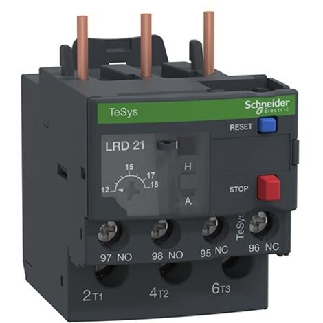Schneider Electric – Relais de surcharge thermique 12...18A LRD21 – Tripolaire pour protection circuits AC – Classe 10A – Contacts 1 NO 1 NC