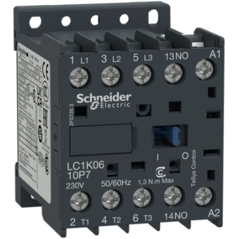 Lc1k0610b7 Schneider - Mini Contacteur Tripolaire - 3no - 6a - Bobine 24vac - Vis étrier - Tesys Lc1k06 (1/7)