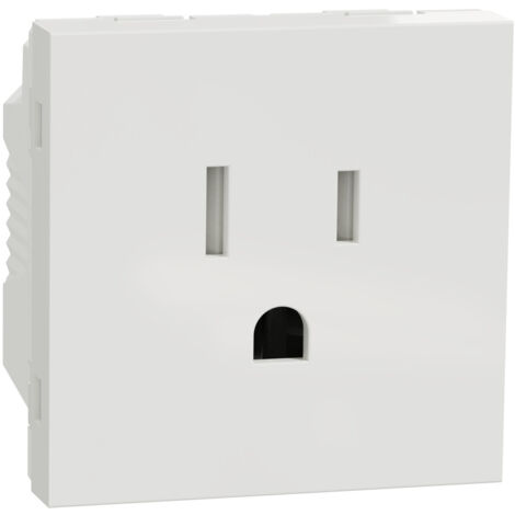 Unica prise standard US 15A 2P+T 2 modules Blanc mécanisme seul SCHNEIDER NU302818 (1/4)