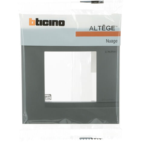 Bticino – Plaque de finition 1 poste Nuage – Finition aluminium – Compatible interrupteurs Altège – Installation horizontale/verticale