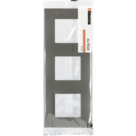Plaque Altège Classico 3 postes Nuage effet aluminium avec liseré effet alu BTICINO BTAL9NA3 (1/5)