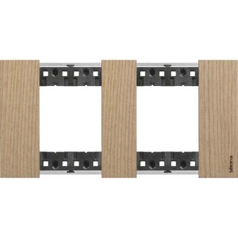 Plaque de finition Living Now Collection Les Sables matière bois 2x2 modules finition Chêne BTICINO BTKA4802M2LM