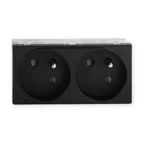 Prise TerCia 2 pôles + terre double spécial goulotte noir IBOCCO B45022 (1/3)