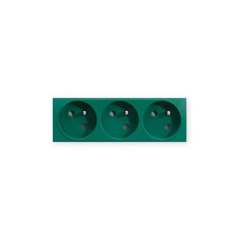 Prise TerCia 2 pôles + terre triple spécial goulotte verte IBOCCO B45036 (1/2)