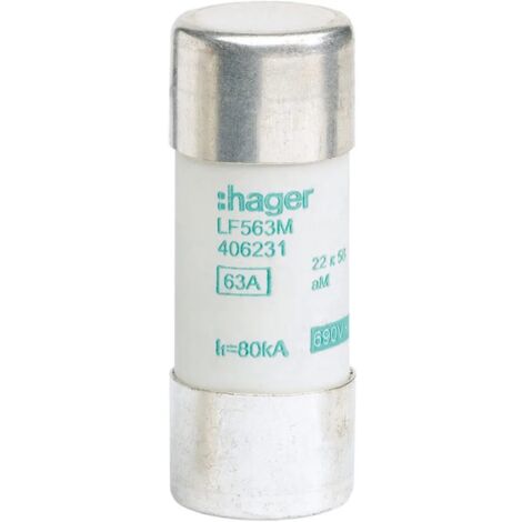 Cartouche fusible industrielle 22x58 gG 63A HAGER LF563G (1/2)
