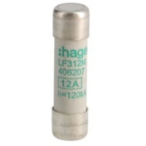 Cartouche fusible industrielle 10x38 aM 12A HAGER LF312M (1/2)