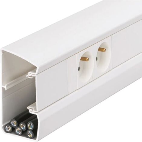 Hager – Goulotte appareillable queraz 105mm – Enclipsage direct – Longueur 2000mm – PVC blanc – Compatible appareillages 45x45
