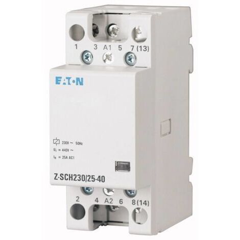 EATON Z-SCH230/40-22 CONTACTEUR DINSTALLATION TENSION NOMINALE: 230 V, 240 V COURANT DE COMMUTATION (MAX.): 40 A 2 NO (T), 2 NF (1/2)