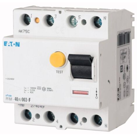 Interrupteur différentiel 40A 4p 30mA type G/F 000187456 EATON PFIM-40/4/003-G/F (1/2)