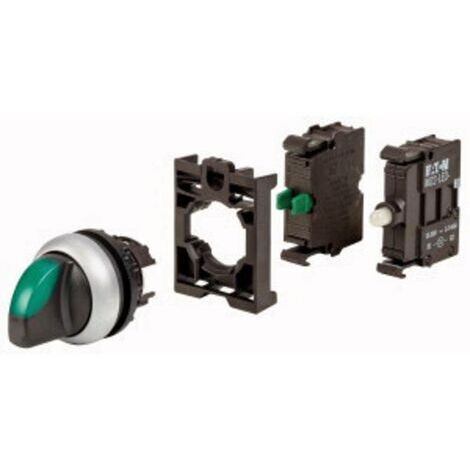Sélecteur 1 contact à fermeture avec manette appareil complet 000110924 EATON M22 WRLK G K10LED BVP (1/2)