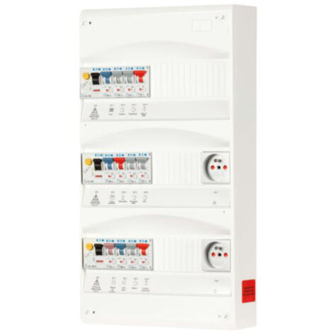 Eaton – Coffret monté câblé T4-F4 – 4 rangées – 63A – 400V – Mode de pose encastré – Pour logement individuel sans chauffage électrique (1/3)
