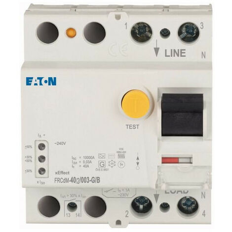 Interrup. diff. électronique FRCDM 40A 2P 30mA 10kA G/B-type 000300639 EATON FRCdM-40/2/003-G/B (1/2)