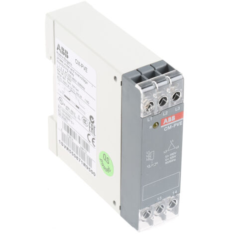 Relais de contrôle de réseaux triphasés ABB série CM-PVE, monophasé, triphasé, 1 NO, 500ms ( Prix pour 1 ) (1/2)