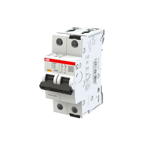 S300P-Disjoncteur 2P-10A-Courbe C-Pdc 25000A-400VAC 25KA-230VAC 50kA-2 modules 2CDS382001R0104 ABB A907894 (1/4)
