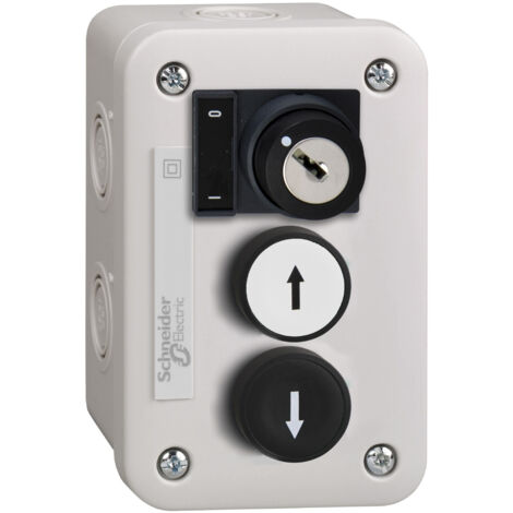 Harmony XALE boîte à boutons BP blanc 1F + BP noir 1F + sélecteur 2 pos. 1F SCHNEIDER XALE3441 (1/2)