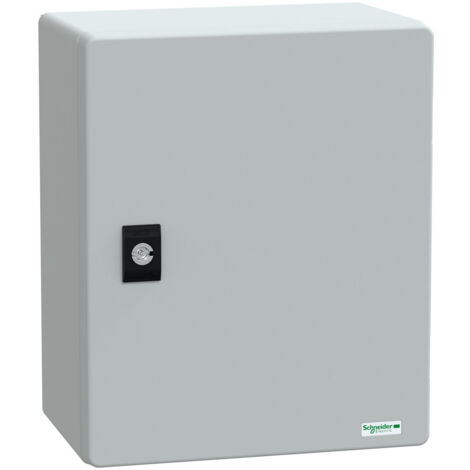 Schneider Electric – Coffret de communication polyester 308x250x160 IP66 RAL 7035 – Résistant aux intempéries – NSYPLM3025G (1/3)