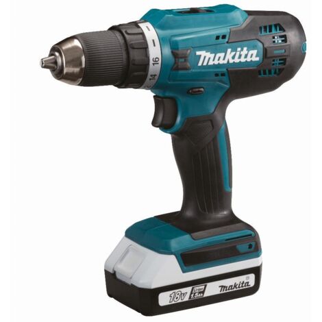 Makita – Perceuse-visseuse 18V Li-Ion 1,5 Ah – Couple max 42Nm – Capacité perçage bois 36mm – Mandrin auto-serrant 13mm – Compacte et légère - DF488DWE (1/10)