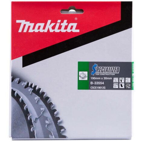 Makita – B33554 Lame de scie circulaire 190mm – Alésage 30mm – 12 dents – Pour bois dur et métal – Coupe nette sans éclat (1/7)