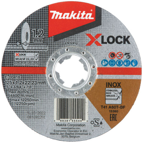 Makita – E00418 Disque à lamelles X-Lock 125 x 1,2 mm – Acier inoxydable pour coupes métalliques – Haute durabilité et précision (1/6)