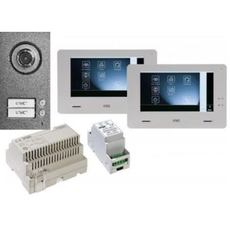 Urmet – Interphone vidéo couleur tactile 7'' – 2 moniteurs mains-libres – IP55 – Caméra couleur CCD – Commandes domotiques – Pose en saillie