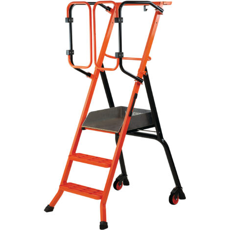 Escabeau sécurisé PIRL Gardia 70 cm – Hauteur de travail maxi 270 cm - FSC - Plateforme Individuelle Roulante Légère – Garde-corps à battants – Largeur réduite – Pratique et maniable