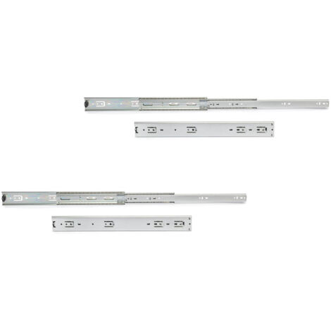 Emuca Lot de 2 jeux de coulisses de tiroir sur roulement à billes pour charges lourdes, sortie totale, hauteur 51mm, profondeur 700mm, Acier, Zingué