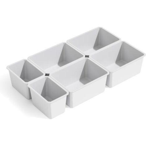 Emuca Kit de 6 bacs organisateurs pour tiroirs de salle de bains Tidy, en plastique, blanc - talla (1/5)