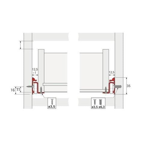 Coulisse 25 kg pour tiroir en bois (la paire) - Hettich - 500 mm