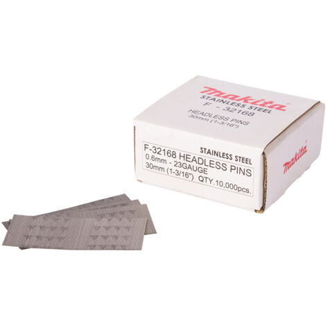 10 000 Finettes 23 Ga 30 mm galvanisés pour cloueurs pneumatiques et à batterie MAKITA F-32168