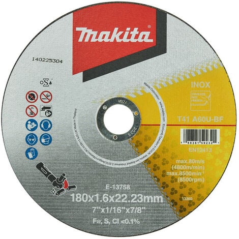 12 Disques à tronçonner métal et inox MAKITA B-45733-12 pour Meuleuse Ø 125  mm