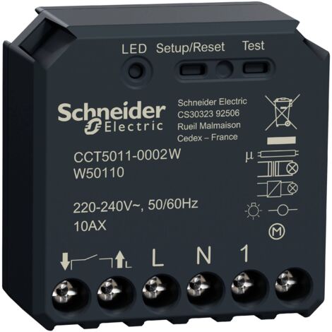 Schneider Electric – Micromodule encastré 10AX pour éclairage intelligent – Compatible Zigbee 2,4 GHz – Charge moteur jusqu'à 500 VA – Installation facile (1/6)