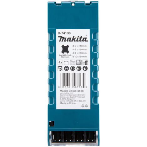 Coffret 4 Forets SDS-Plus 2 taillants (Gamme économique) 5/6/8/10mm MAKITA D-74136