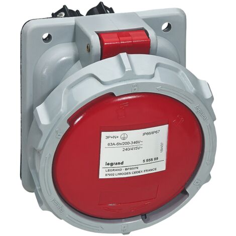Prise fixe P17 IP66/67 63A de 380V à 415V 3P+N+T LEGRAND 555589