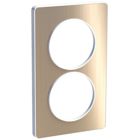 Schneider Electric – Plaque bronze brossé 2 postes verticaux 57 mm – Finition liseré blanc – Gamme Odace Touch – Pour installation murale (1/4)