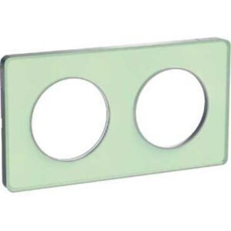 Plaque translucide verre avec liseré alu 2 postes horiz./vert. 71mm Odace Touch SCHNEIDER S530804S (1/3)