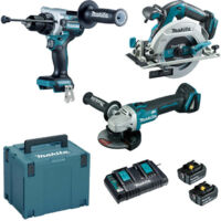 Ensemble de 3 machines 18 V Li-Ion MAKITA DLX3178PTJ 5 Ah (DHP486+DGA506+DHS680)