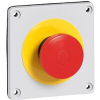 Plaque équipée d'un bouton d'arrêt d'urgence Osmoz IP66 pour coffret P17 à fixer sur plastron pré-percé LEGRAND 057740