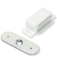 Emuca – Lot de 20 ferme-portes magnétiques – Acier et plastique – Force de maintien 3,2 kg – Installation vissée pour meubles