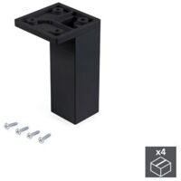 Emuca Lot de 4 pieds pour meubles Smartfeet, coin, réglable 100-110mm, Plastique, Noir - talla