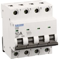 Disjoncteur tétrapolaires courbe C connexion vis haut/bas - IP20/IK02 10A 6kA