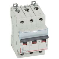 Disjoncteur DX³6000 10kA arrivée haute départ bas vis 3 Pôles 400V 6A courbe B 3 modules LEGRAND 407530