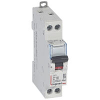 Disjoncteur DX10000 16kA arrivée haute et départ bas à vis U+N 230V 16A courbe C 1 module (409152)