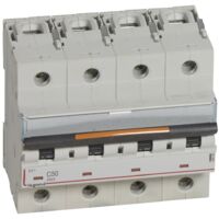 Disjoncteur DX³ 25kA arrivée haute et départ bas à vis 4 Pôles 400V 50A courbe C 6 modules LEGRAND 409799